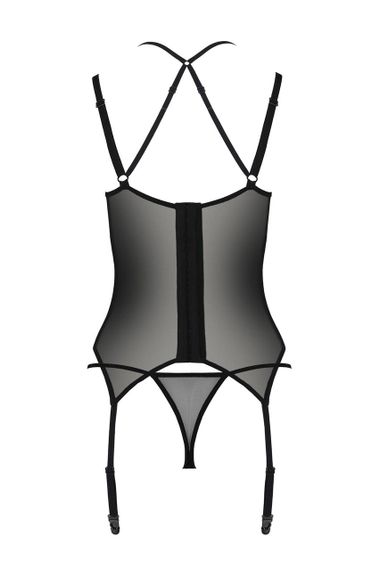 Корсет Passion DROSERA CORSET black, L/XL, з кріпленнями для панчіх, трусики в комплекті Sex Aura | Зображення 3