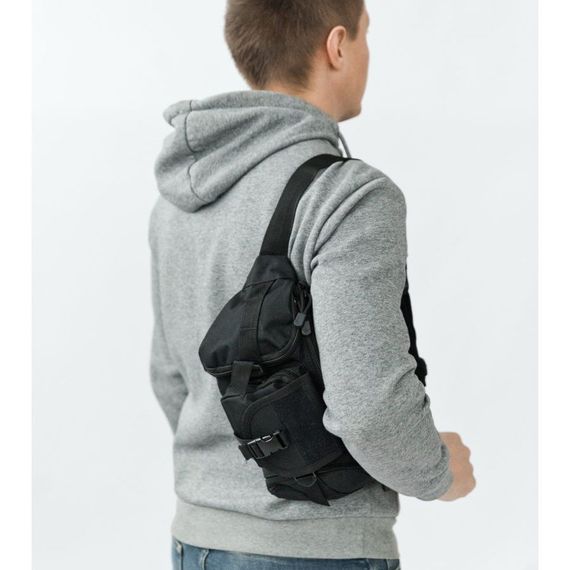 Чорна сумка чоловіча тактична нагрудна, Нагрудна сумка чоловіча тактична чорна ЗСУ ER-54 | Зображення 9