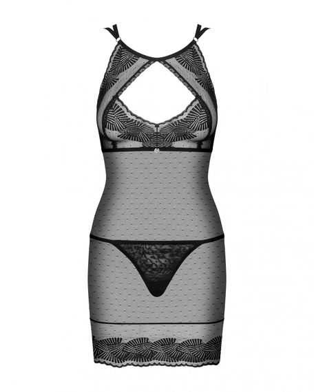 Сорочка мереживна Obsessive Allastia chemise, Черный, S-M | Зображення 4