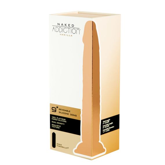 Фалоімітатор Naked Addiction — 9″ Silicone Dual Density Bendable Dildo Vanilla, віброкуля в подаруно | Зображення 8