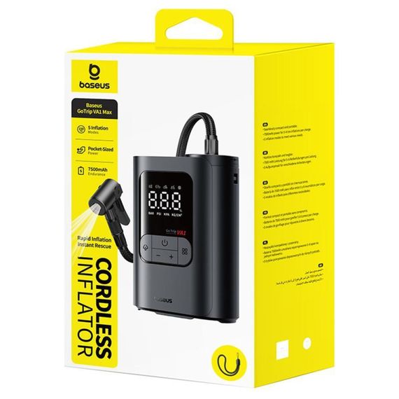 Портативний насос Baseus GoTrip VA1 Super Mini 22-Cylinder 5000 mAh (C01197) Cosmic Black | Зображення 1