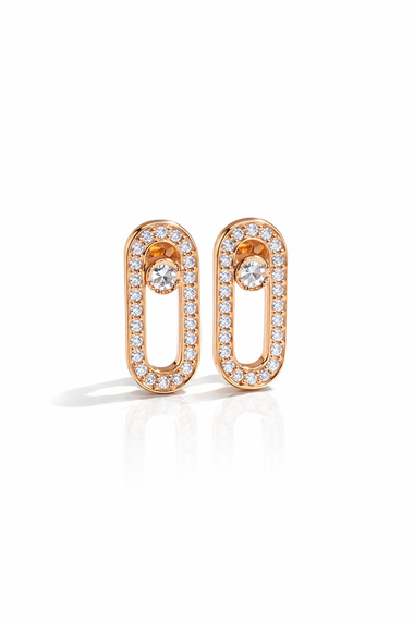 Серьги из красного золота с фианитами S-0368 | Зображення 1