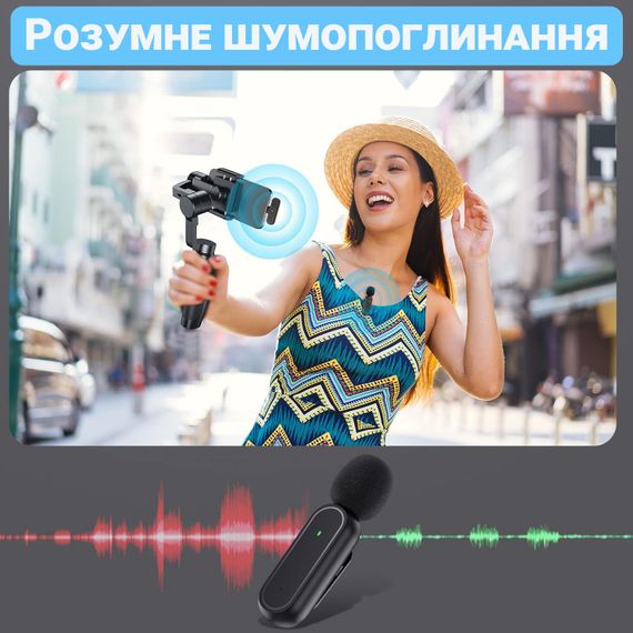 Беспроводной петличный микрофон с зарядным кейсом Savetek P33 Lightning, петличка для iPhone/iPad, до 20м | Зображення 5