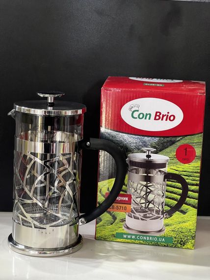 Френч-пресс 1 л Con Brio CB-5710 стеклянный заварник для чая и кофе | Зображення 2