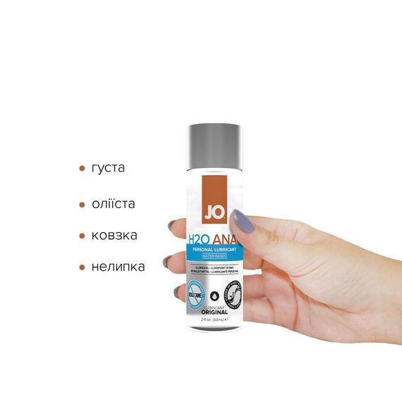 Анальна змазка JO ANAL H2O — ORIGINAL (60 мл) на водній основі, рослинний гліцерин | Зображення 1