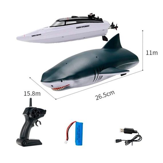 Катер на радіокеруванні Speedboat SHARK 2 в 1 іграшка акула на радіокеруванні