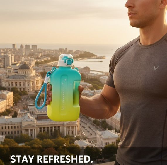 Спортивная бутылка SUMMER (750 мл) - Эко-пластик BPA-free, Желто-голубой градиент | Зображення 8