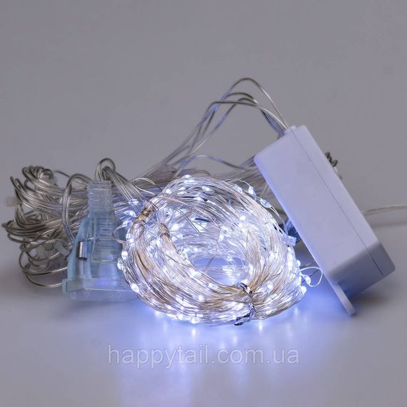 Гірлянда штора світлодіодна GarlandoPro Роса 200LED 3х2м 10 ліній 8 режимів гірлянда крапля роси 173301ML Білий | Зображення 1