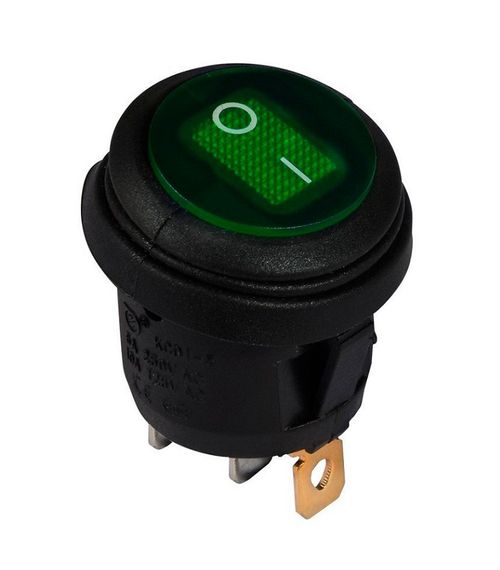 Перемикач KCD1-8-101WN G/B 220V 1 кл зелена круглий вологозахист з підсвічуванням Ny95500754