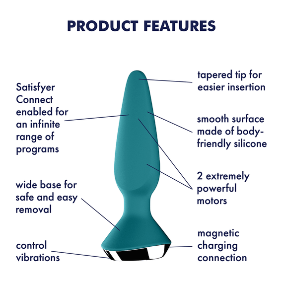Смарт анальна пробка з вібрацією Plug-ilicious 1, бірюзова Satisfyer (Німеччина) sexstyle | Зображення 1
