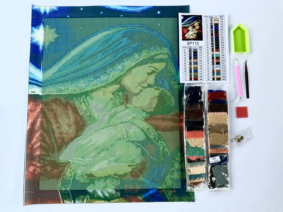 Алмазна мозаїка Ікона Діва Марія з Ісусом 40х50 см ColorArt SP113 | Зображення 2