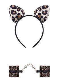 Котячі вушка та наручники Obsessive Tigerlla Леопардовий S/M/L
