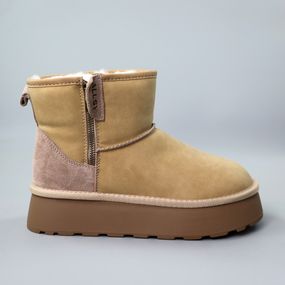 Угги жіночі шкіряні хутро 591093 Бежеві 36 37 38 39 40 41