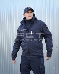 Куртка тактическая Хантер Софтшелл синяя на сетке 48-50