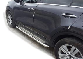 Боковые подножки KB001 (2 шт, нерж) 42 мм для Kia Sportage 2015-2021 гг