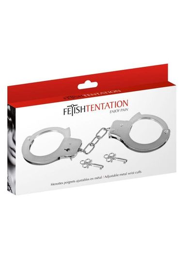Наручники металеві Fetish Tentation Adjustable metal wrist cuffs Сріблясті One Size | Зображення 3