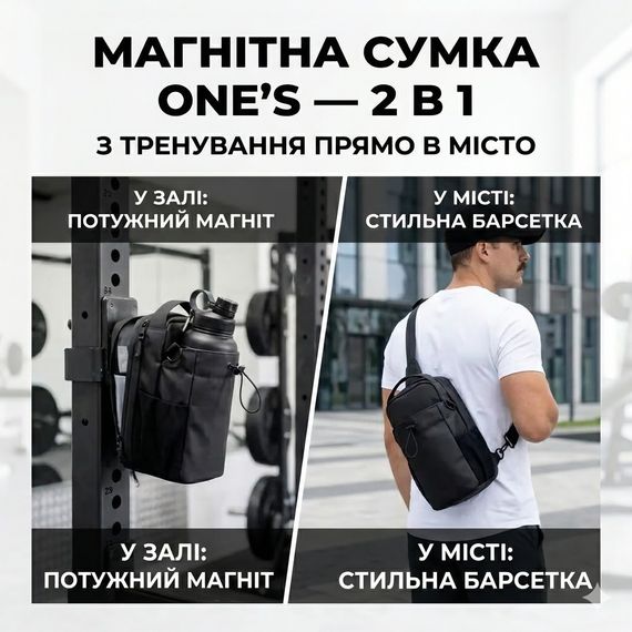 Магнітний підсумок для пляшки One's: спортивна сумка з магнітом для спортзалу та барсетка через плече