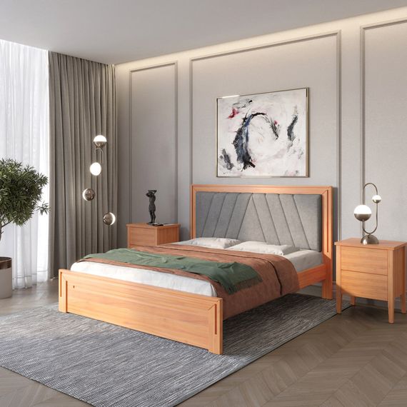 Полуторне дерев'яне ліжко Mebigrand Торонто Т2 Яблуня/Аляска 93 (сірий) 120х200 см (MBG-9518)