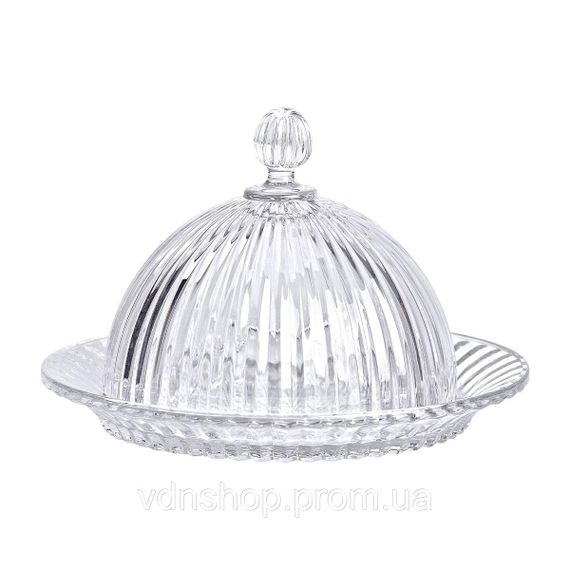 Блюдо сервировочное с крышкой Ø 20 см стеклянное прозрачное для десертов, выпечки, фруктов HP-YH-43 | Зображення 3