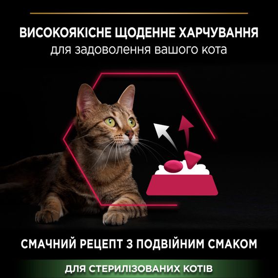 Сухий корм для стерилізованих котів з качкою та печінкою Purina Pro Plan Sterilised Savoury Duo Duck & Liver 1.5 кг | Зображення 2