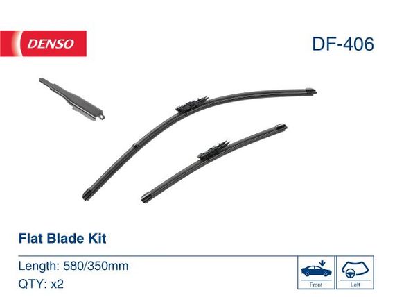 Комплект склоочисників DENSO DF-406 плоский лезо, 580/350 мм
