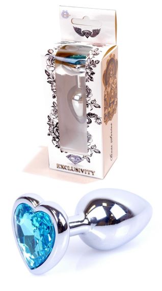 Анальний затор Boss Series - Jewellery Silver Heart PLUG Light Blue S, BS6400049 sexstyle