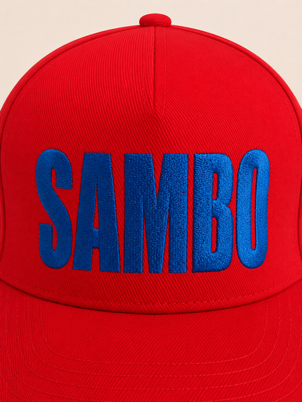 Червона бейсболка TM KINTAYO з вишивкою SAMBO/САМБО, з прямим козирком | Зображення 4
