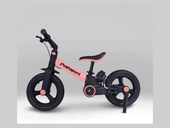 Детский велосипед-биговел 2в1 PUSH SPORT M10 | Ручной тормоз, страховочные колеса и регулируемое сиденье Розовый | Зображення 5
