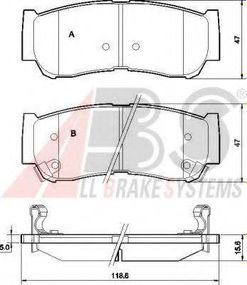 Колодка гальм. HYUNDAI Santa Fe задн. (вир-во ABS) A.B.S. 37523 на HYUNDAI SATELLITE