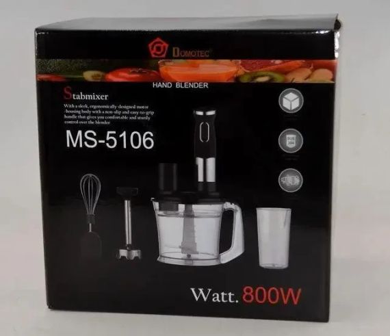 Блендер DOMOTEC MS-5106 5в1 (заглибний, 800 Вт, неірж.) | Зображення 3