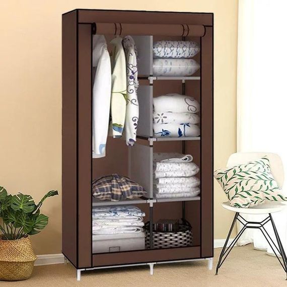 Тканинна шафа для речей Storage Wardrobe 88105 складаний гардероб 2 секції, 105 х 45 х 170 см | Зображення 5