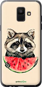 Чохол на Samsung Galaxy A6 2018 Єнотик з кавуном "4605u-1480-2448"