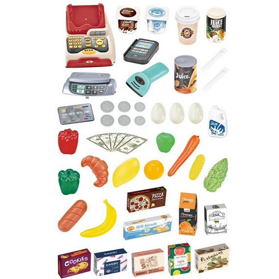 Гра Магазин Дитячий Набір Супермаркет з Касою + Сканер + Термінал зі Світлом та Звуком 48 Деталей | Зображення 1