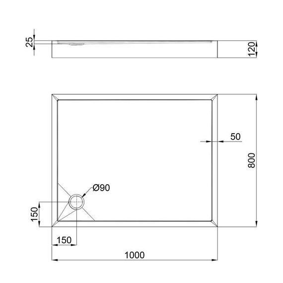 Душевой поддон Qtap Tern 301812C 100x80x12 см + сифон | Зображення 1