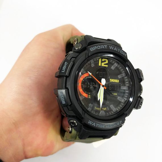 Годинник наручний чоловічий SKMEI 1343AG ARMY GREEN, годинник тактичний протиударний. Колір: зелений | Зображення 9