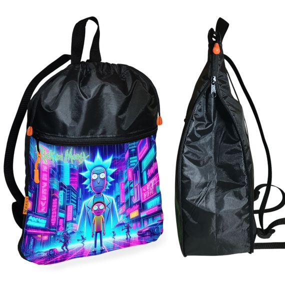 Рюкзак-мешок для обуви,спортивной формы Рик и Морти детская сумка для сменки с расширителем (01387)