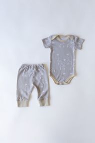 Дитячий комплект для  малюка боді з коротким рукавом та штанці, інтерлок, принт Жираф бежевий 74