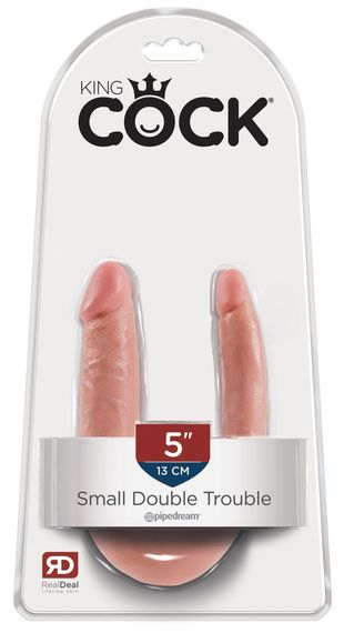Двосторонній фалоімітатор King Cock Small Double Trouble тілесний Sex Aura