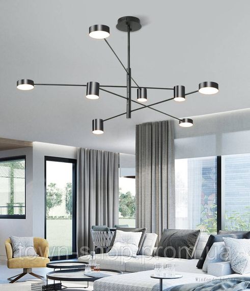 Люстра потолочная LED DE31/8-bk-k Черный 40-90х102х102 см. | Зображення 6