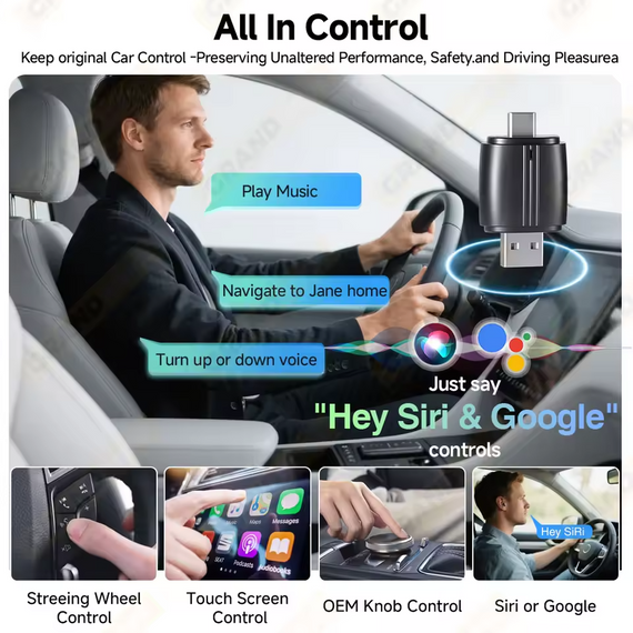 Адаптер 2 в 1 бездротовий CarPlay Android Auto USB Type-C Mini Box Універсальний | Зображення 4