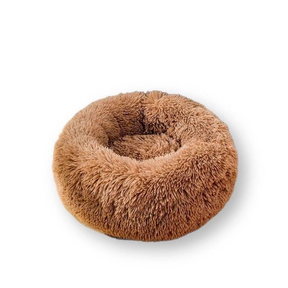 Лежанка Для Котів та Собак 60 см М'яка Пуфик Подушка Кругла Глибока Для Домашніх Тварин Коричнева