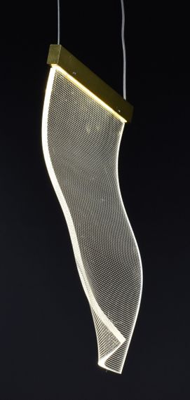 Люстра світлодіодна підвісна LED світильник для квартири на стелю лед 26909 Латунь 35-200х6х24 см. | Зображення 9