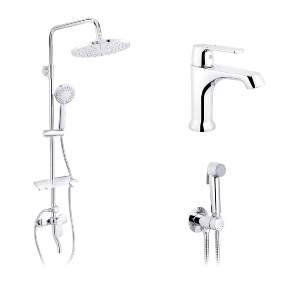 Набор 3 в 1 душова система Kroner Armada-C064K + змішувач Armada-C010 + змішувач Bidet-C082