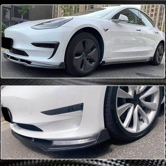 Накладка на передній бампер Lip V5 (2017-2023, Карбон) для Tesla Model 3 2017- рр | Зображення 2