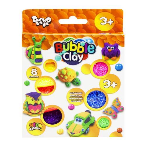 Уцінка. Кульковий пластилін "Bubble Clay" 8 кольорів укр - частково почав підсихати