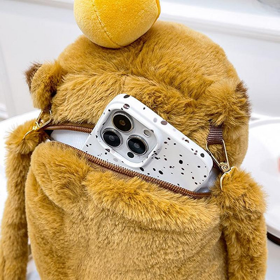 Плюшевий рюкзак Капібара, іграшка-сумка Капібара з кумедним мандарином на голові | Зображення 9