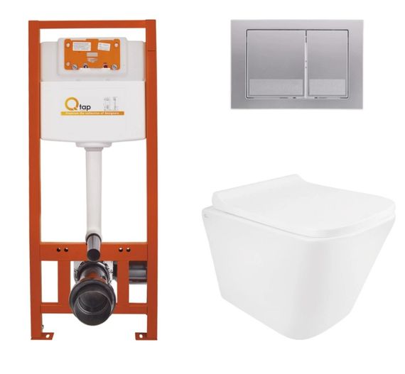 Набір Qtap Nest 4 в 1 підвісний унітаз Tern Ultra Quiet 490x365x325 + комплект інсталяції QT1733052EUQW45157