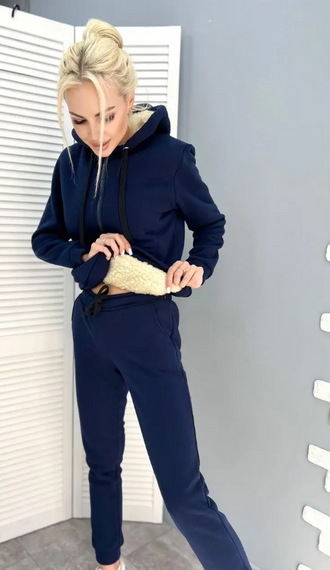 Женский теплый спортивный костюм на меху, GF5799 цвет темно-синий, размер 50/52 | Зображення 2