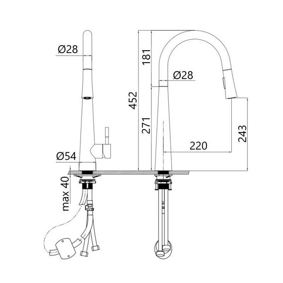 Змішувач для кухні Qtap Evicka з висувним виливом QTEVI9135103UB Black Matt | Зображення 1