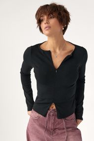 Приталений лонг на блискавці - чорний цвет, S (є розміри)